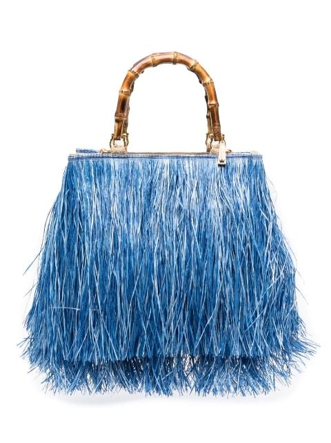 Scicli fringed-raffia tote bag by LA MILANESA