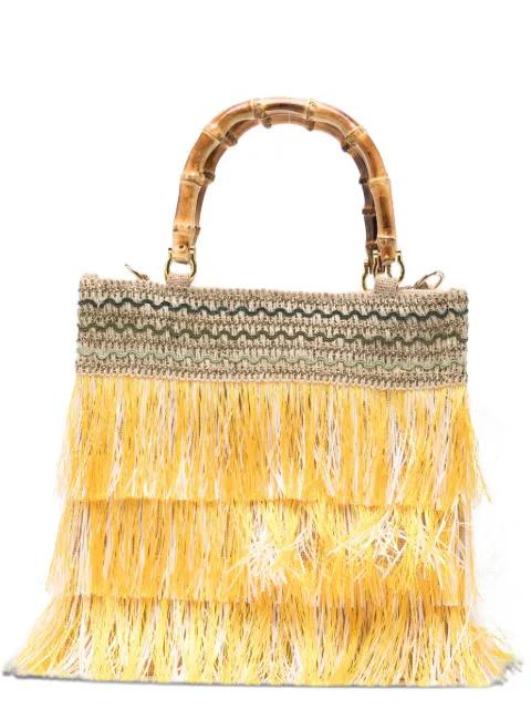 medium Orchidea fringed bamboo-handle tote bag by LA MILANESA