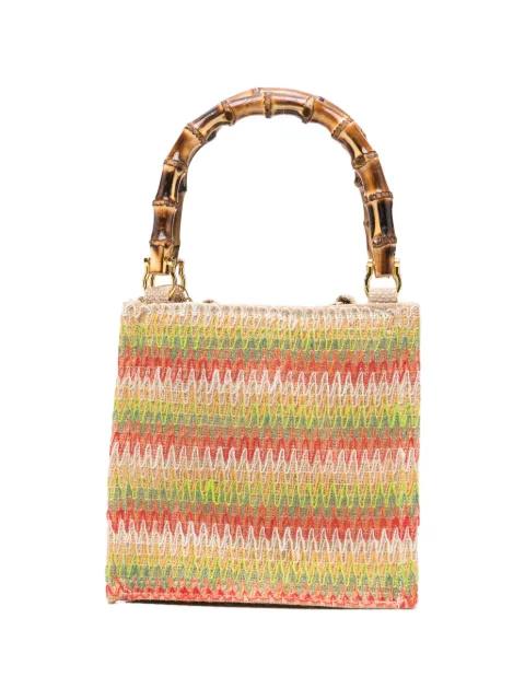 small Begosf bamboo handle tote bag by LA MILANESA