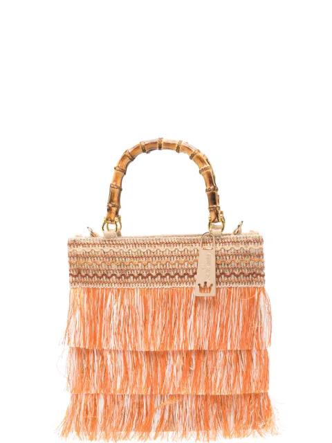 small Orchidea bamboo-handle tote bag by LA MILANESA
