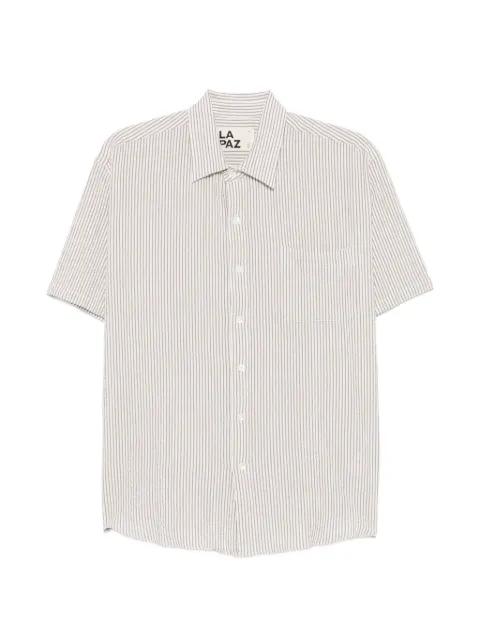stripe-print seersucker shirt by LA PAZ