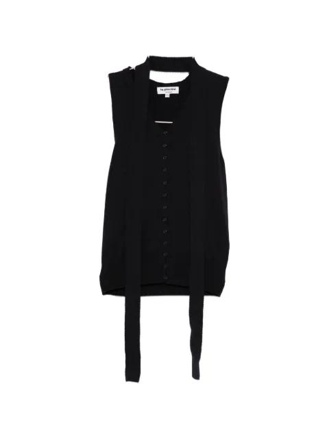 V-neck tie knit vest by LA PISCINE