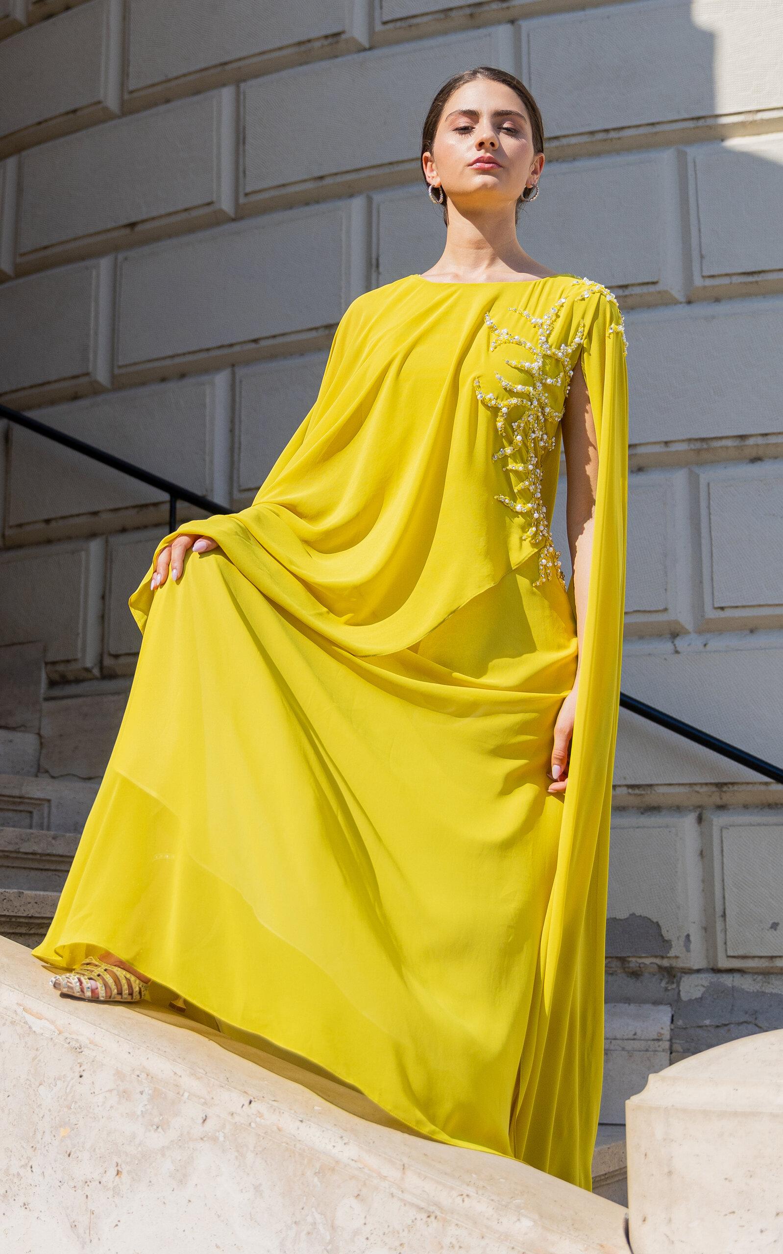 La Plain Mossglow Embellished Chiffon Caftan - Moda Operandi by LA PLAIN