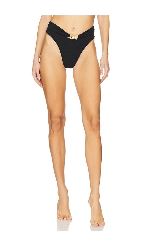 La Porte Kate Pinch Hardware Bikini Bottom in Black by LA PORTE
