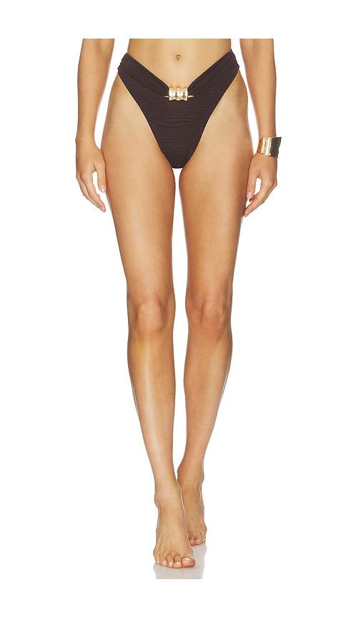 La Porte Kate Pinch Hardware Bikini Bottom in Brown by LA PORTE