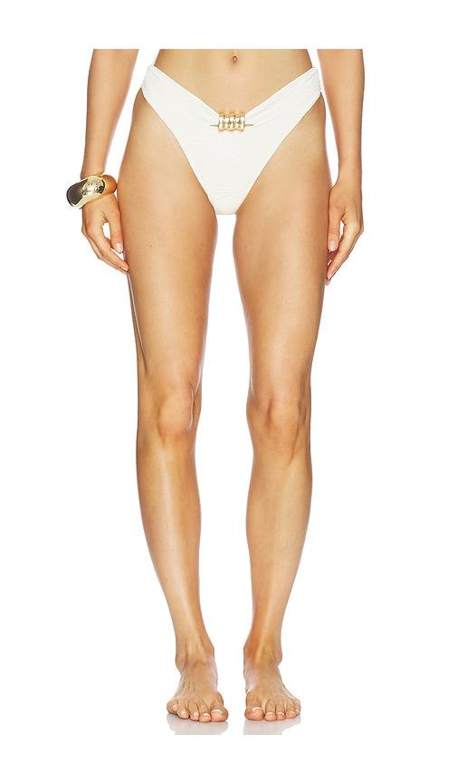 La Porte Kate Pinch Hardware Bikini Bottom in Ivory by LA PORTE