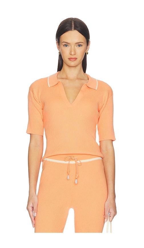 La Porte Odette Knit Polo in Coral by LA PORTE