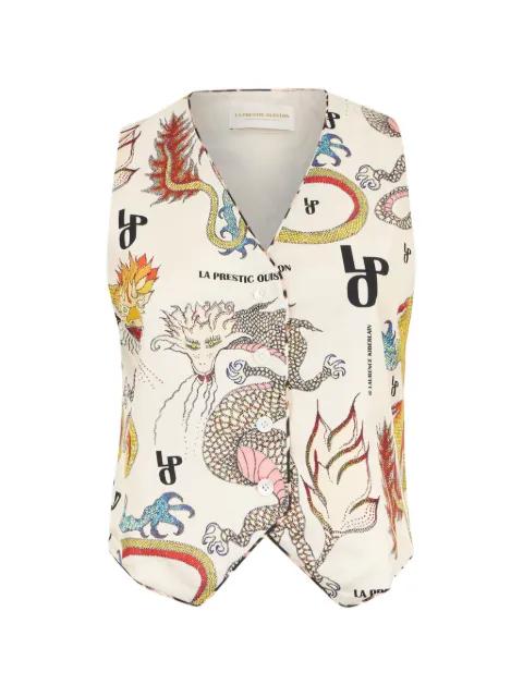 Lauren dragons-print gilet by LA PRESTIC OUISTON