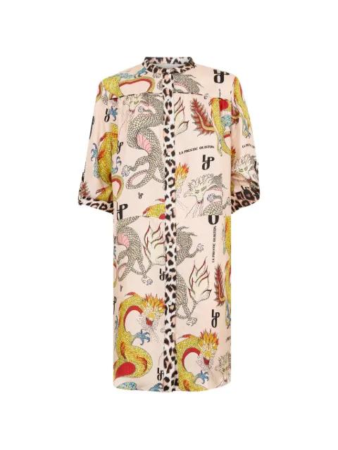 dragon-print shirt dress by LA PRESTIC OUISTON