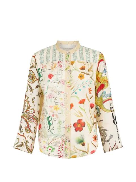 mandarin-collar print shirt by LA PRESTIC OUISTON