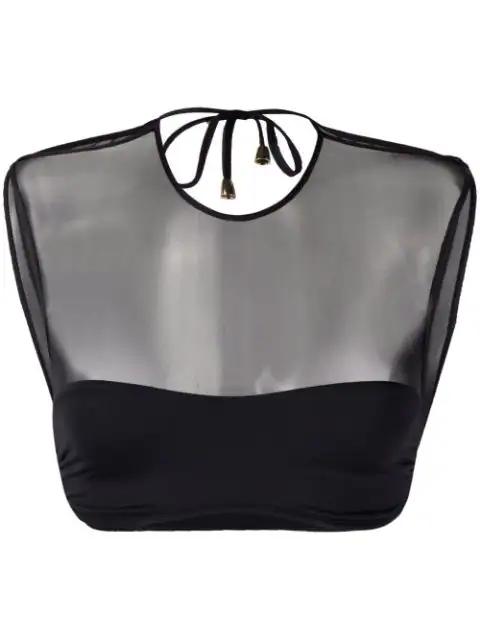 Anna tulle-panel bikini top by LA REVECHE