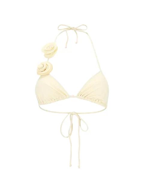 Ashar floral-appliqué bikini top by LA REVECHE