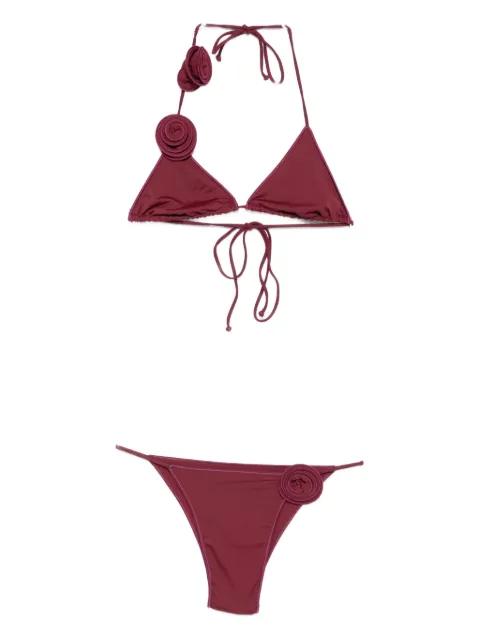 Ashar rose-embellished triangle bikini by LA REVECHE