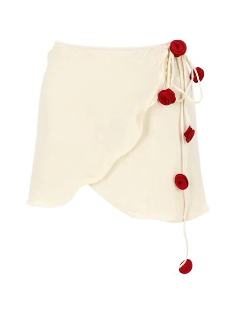 Bouquet floral-appliqué skirt by LA REVECHE