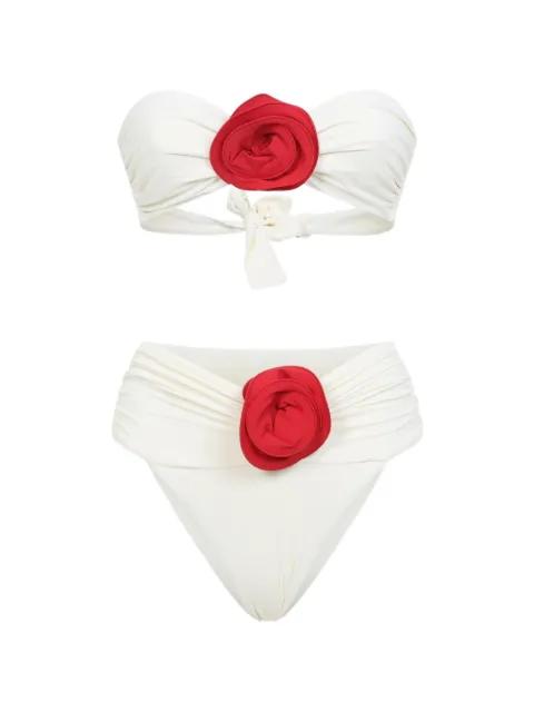 Derya floral-appliqué ruched bikini by LA REVECHE