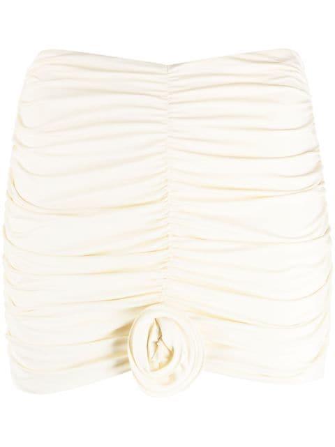 Lillibet floral-appliqué ruched miniskirt by LA REVECHE