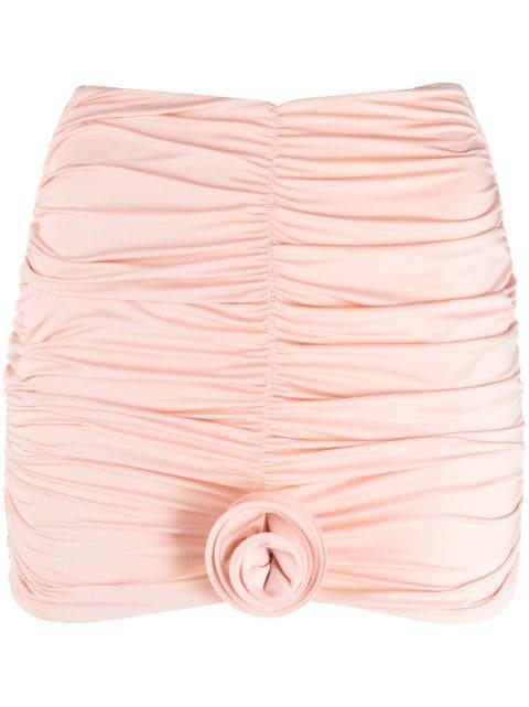 Lillibet floral-appliqué ruched stretch-jersey miniskirt by LA REVECHE