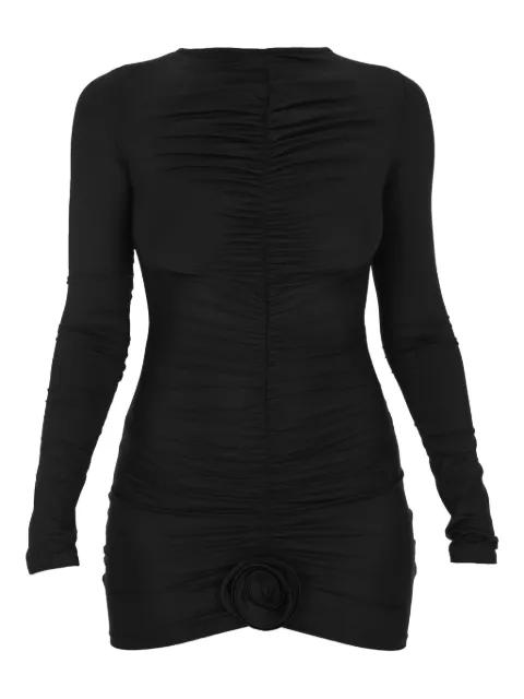 Lillibet long-sleeve rose-embellished mini dress by LA REVECHE