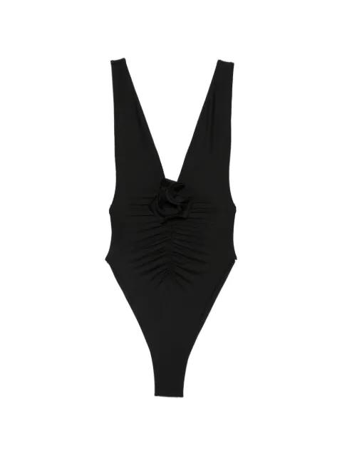 Samira ruched floral-appliqué swimsuit by LA REVECHE