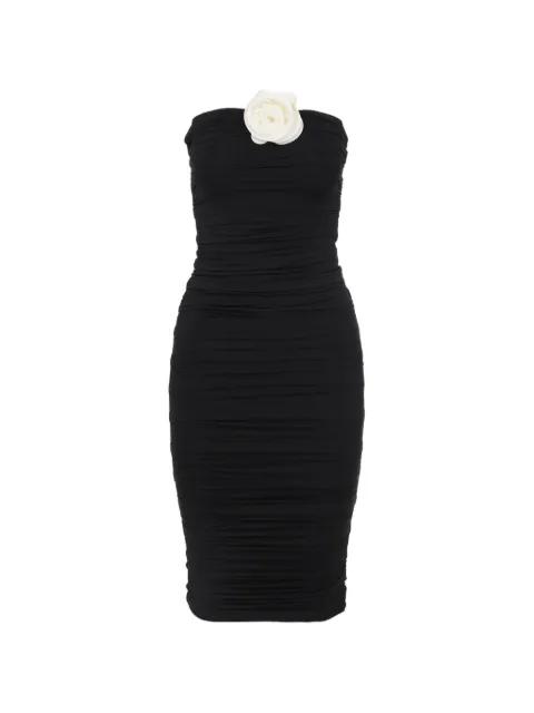 ruched floral-appliqué dress by LA REVECHE