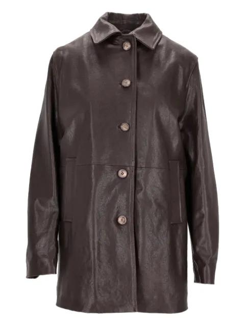 belted-leather coat by LA-ROSE