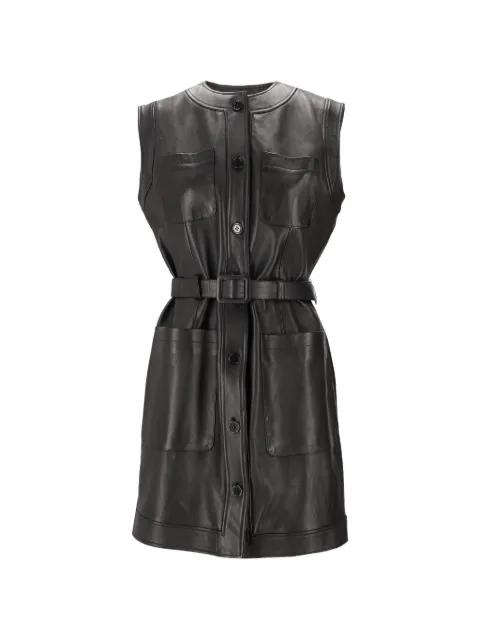 belted leather mini dress by LA-ROSE