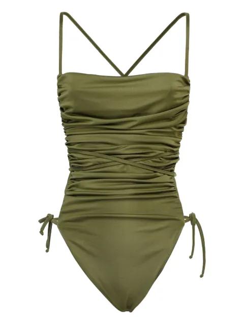 ruched cross-back swimsuit by LA SEMAINE