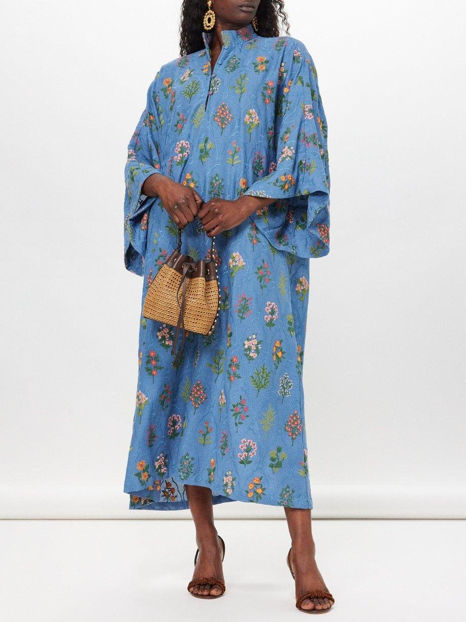 Floral-embroidered kaftan by LA VIE STYLE HOUSE