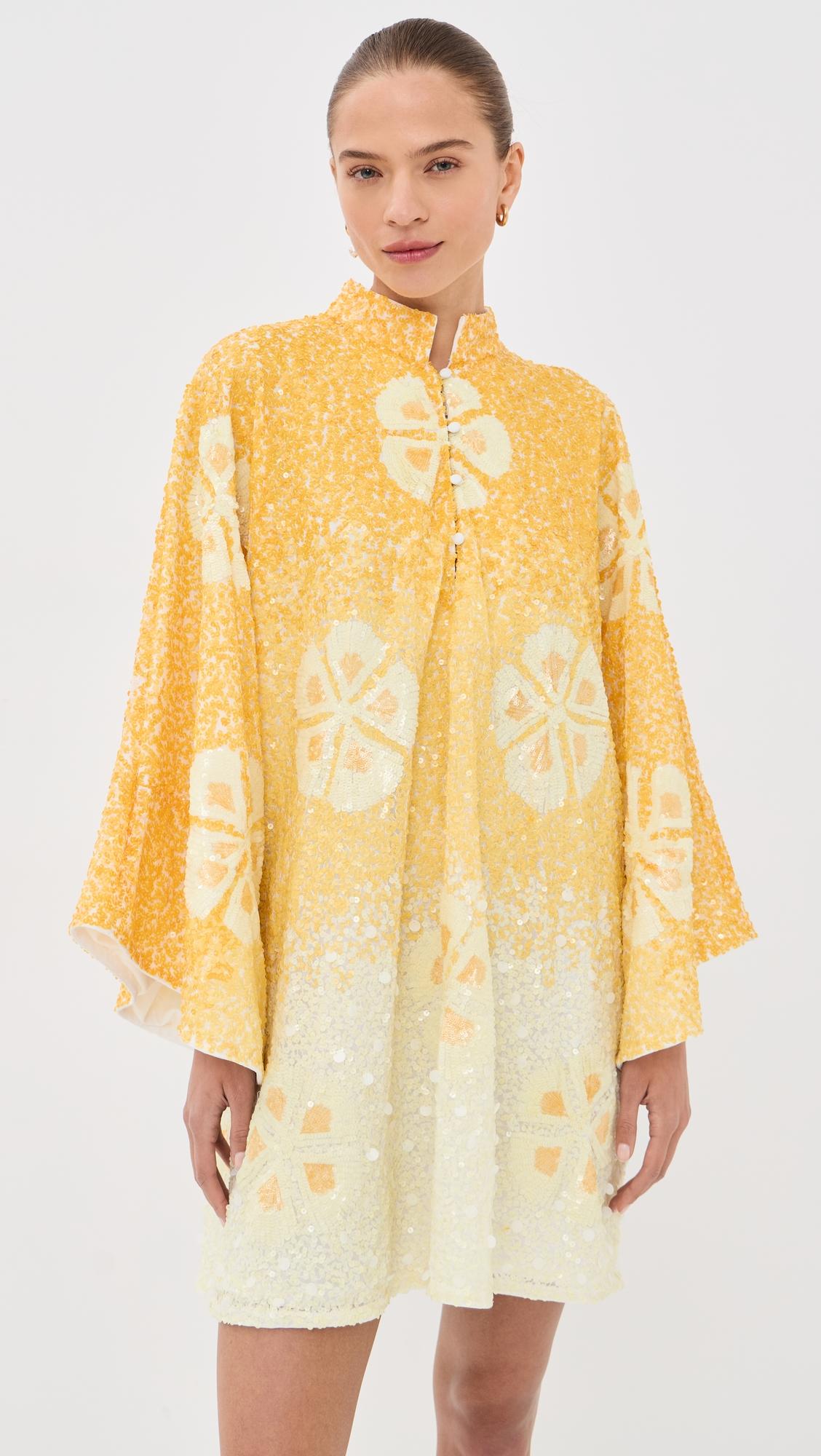 Sequin Hawaiian Flower Mini Caftan by LA VIE STYLE HOUSE