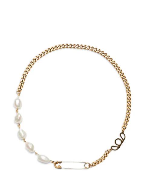 safety-pin pearl necklace by LABELLED JEWELLERY