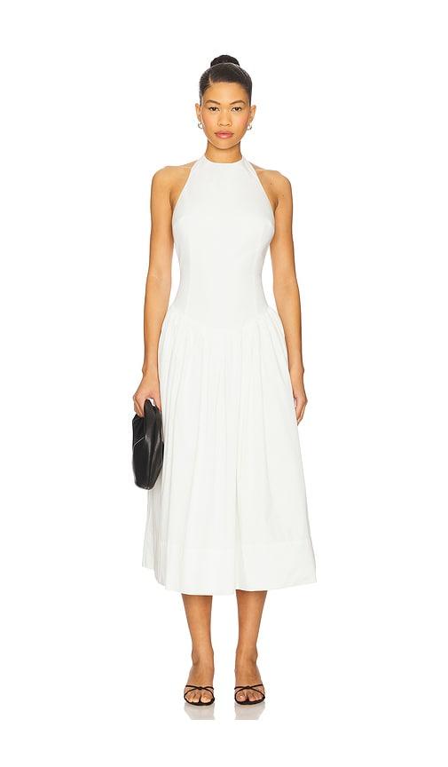 L'Academie Akiri Midi Dress in White by L'ACADEMIE