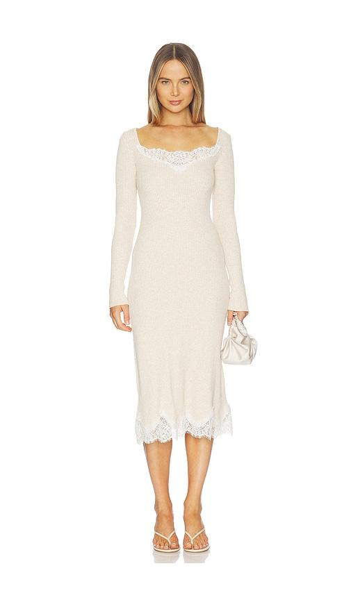 L'Academie Ariadne Knit Lace Detail Dress in Beige by L'ACADEMIE
