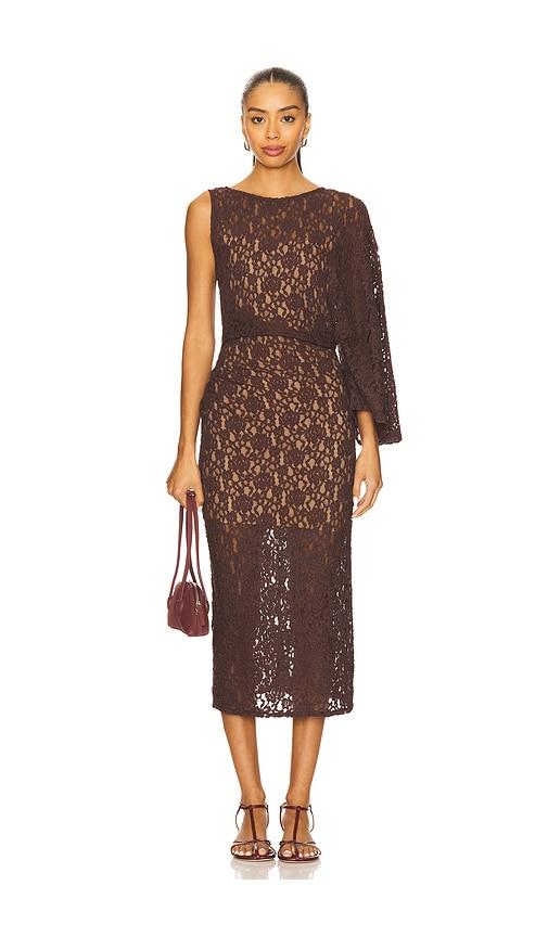 L'Academie Ayden Midi Dress in Brown by L'ACADEMIE