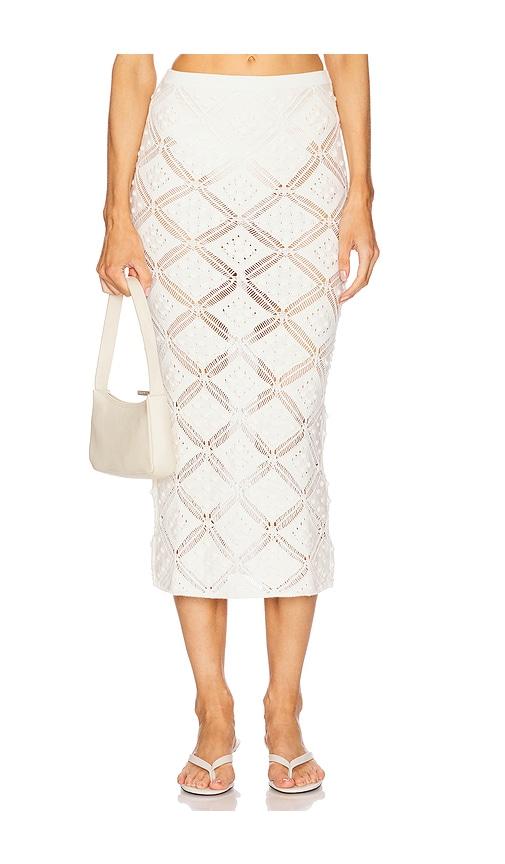 L'Academie Baileigh Midi Skirt in Ivory by L'ACADEMIE