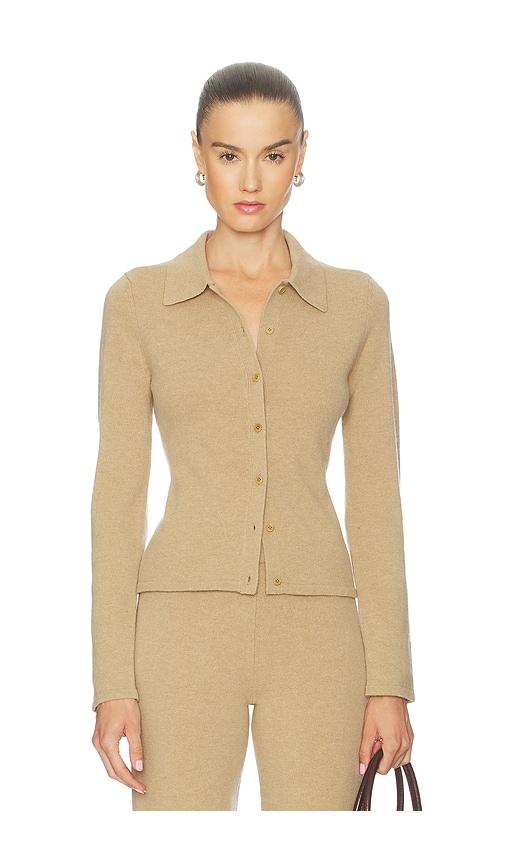 L'Academie Berke Button Down Top in Brown by L'ACADEMIE