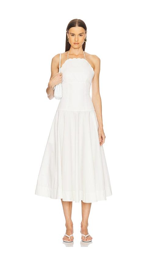 L'Academie Brenna Midi Dress in White by L'ACADEMIE