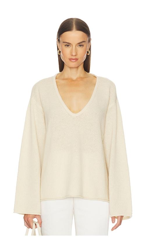L'Academie Brenne Neck Sweater in Ivory by L'ACADEMIE