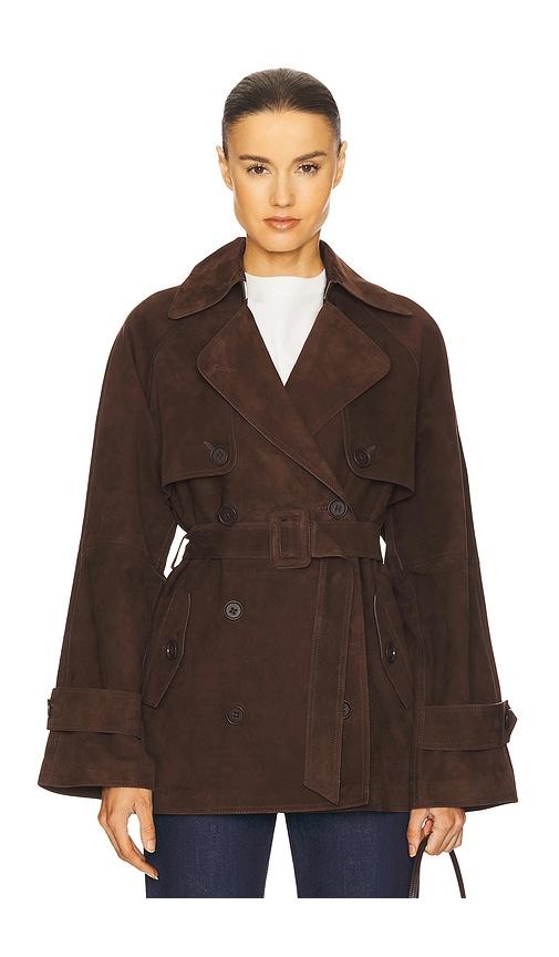 L'Academie Elae Suede Jacket in Chocolate by L'ACADEMIE