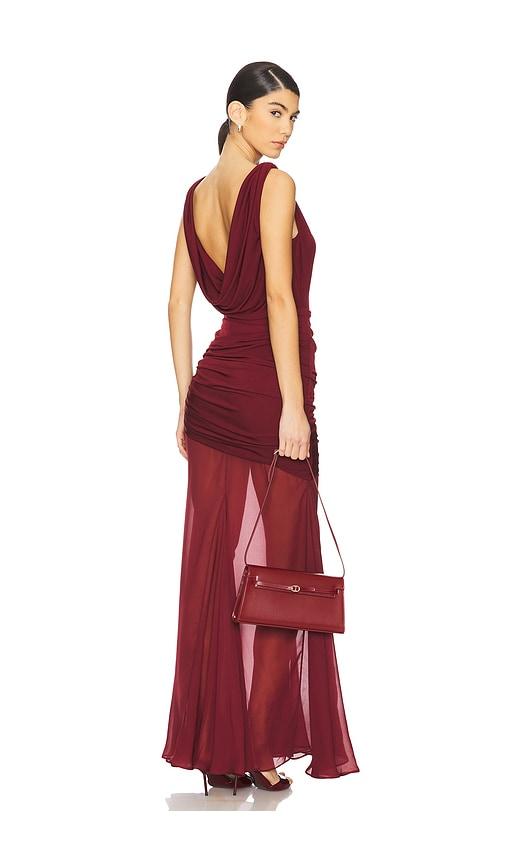 L'Academie Enoa Midi Dress in Burgundy by L'ACADEMIE