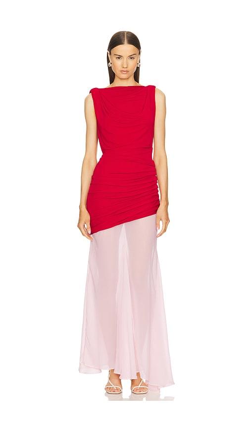 L'Academie Enoa Midi Dress in Red by L'ACADEMIE