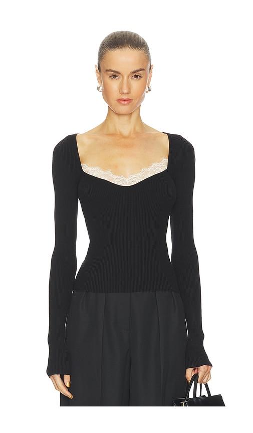 L'Academie Eugene Long Sleeve Top in Black by L'ACADEMIE