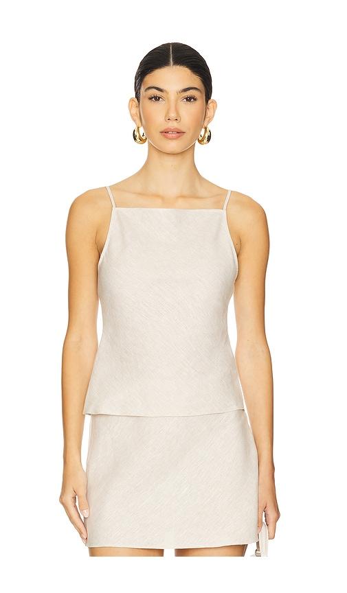 L'Academie Eula Linen Top in Beige by L'ACADEMIE