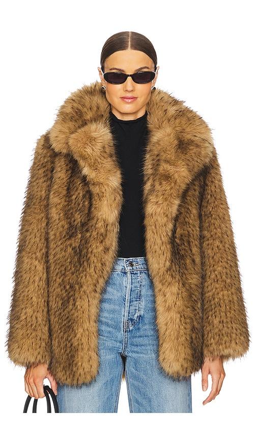 L'Academie Gamine Faux Fur Jacket in Beige by L'ACADEMIE