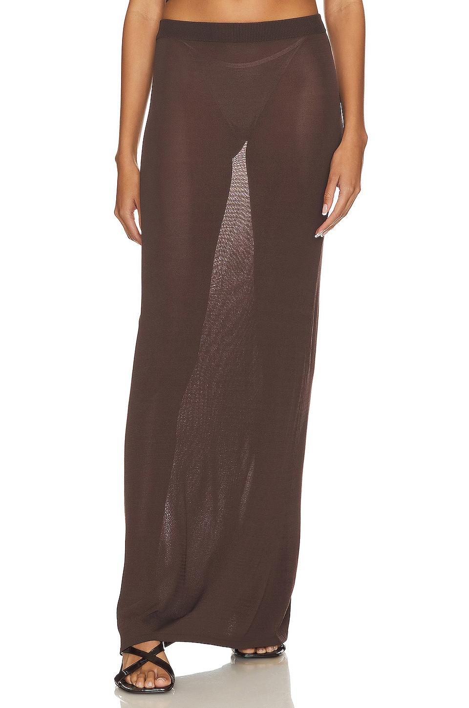 L'Academie Hadi Maxi Skirt in Chocolate by L'ACADEMIE