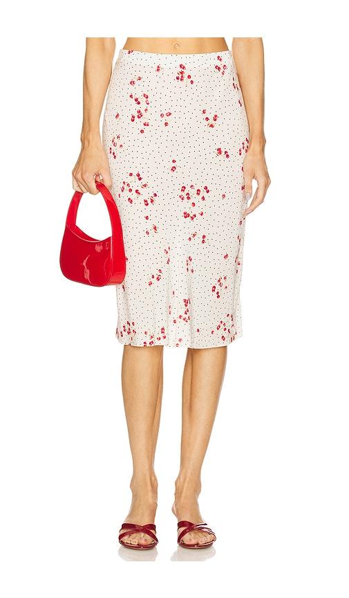 L'Academie Hallie Midi Skirt in Ivory by L'ACADEMIE