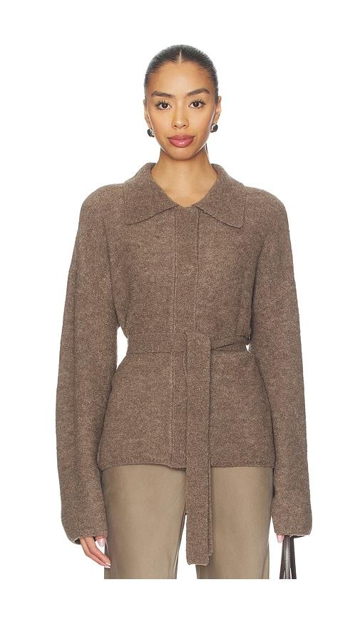 L'Academie Jessamy Knit Belted Cardigan in Brown by L'ACADEMIE