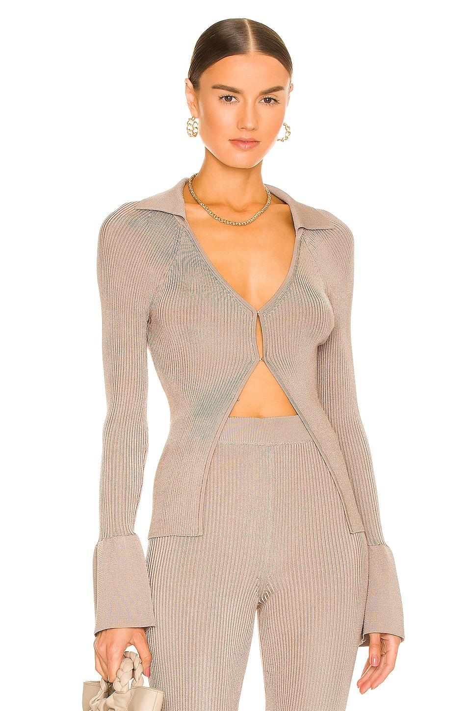 L'Academie Loch Rib Collar Sweater in Taupe by L'ACADEMIE
