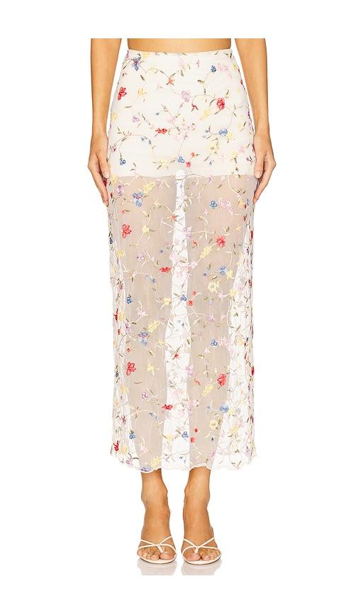 L'Academie Loreen Midi Skirt in Cream by L'ACADEMIE
