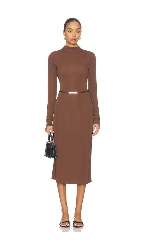L'Academie Lune Midi Dress in Chocolate by L'ACADEMIE