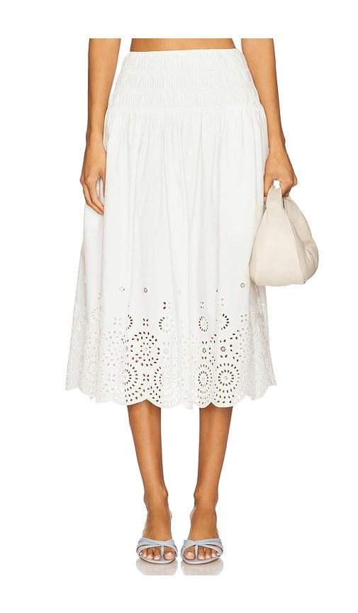 L'Academie Lya Midi Skirt in White by L'ACADEMIE